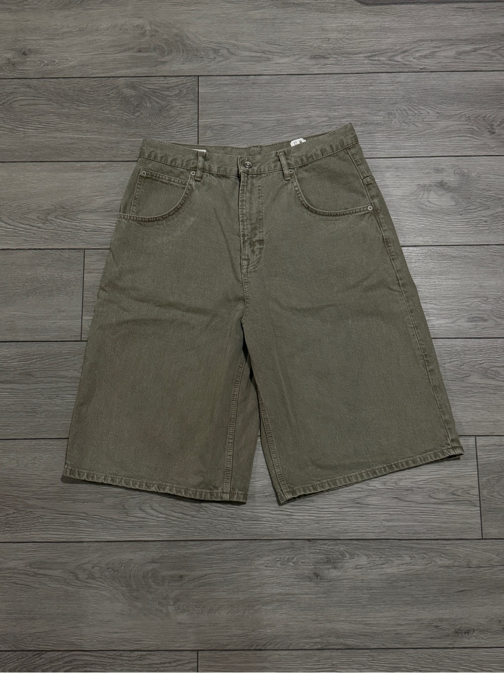 Zara Men's Olive Green Denim Shorts
